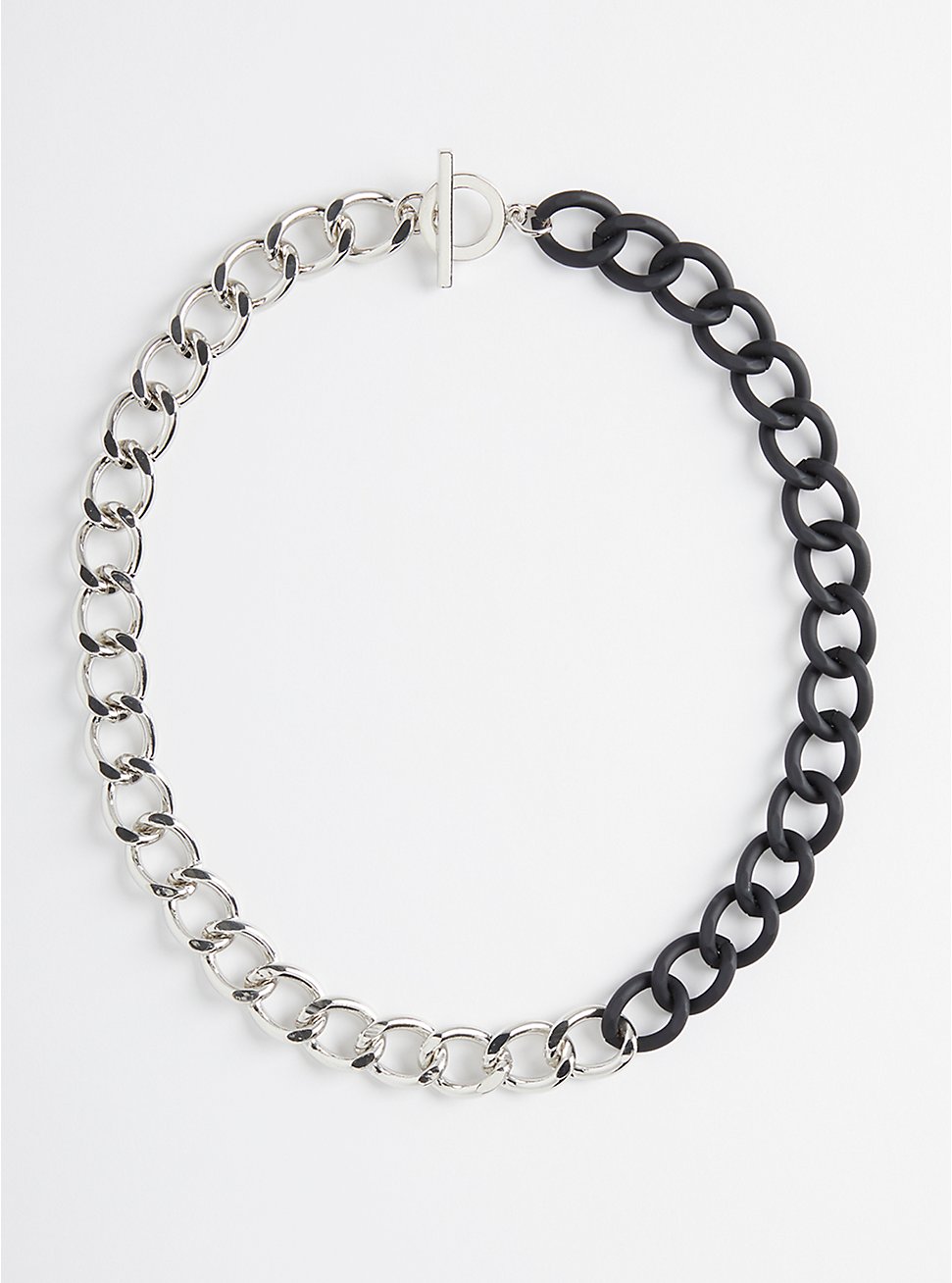 Plus Size Link Necklace - Hematite & Silver Tone, , hi-res