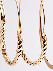 Plus Size Hoop & Stud Earrings Set of 6 - Gold Tone , , alternate