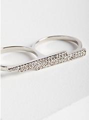 Plus Size Pave Double Ring - Silver Tone, SILVER, alternate