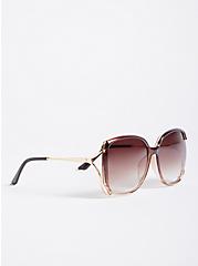 Plus Size Oversized Square Sunglasses - Neutral with Side Cut Out, , alternate