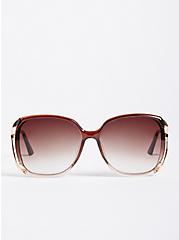 Plus Size Oversized Square Sunglasses - Neutral with Side Cut Out, , hi-res