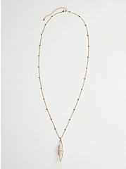 Necklace with Quartz Pendant - Gold Tone , , hi-res