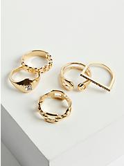 Link Ring Set of 7 - Gold Tone, GOLD, hi-res