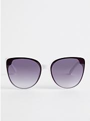 Cateye Sunglasses - White with Gradient Smoke Lens, , hi-res