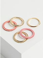 Texturized Ring Set - Matte Coral & Pink, GOLD, hi-res