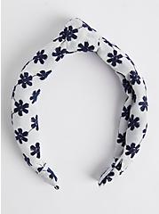 Plus Size Headband - Floral Knot Navy & White, , hi-res