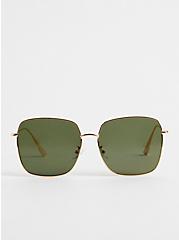 Plus Size Rectangle Aviator - Gold Tone with Smoke Lens, , hi-res