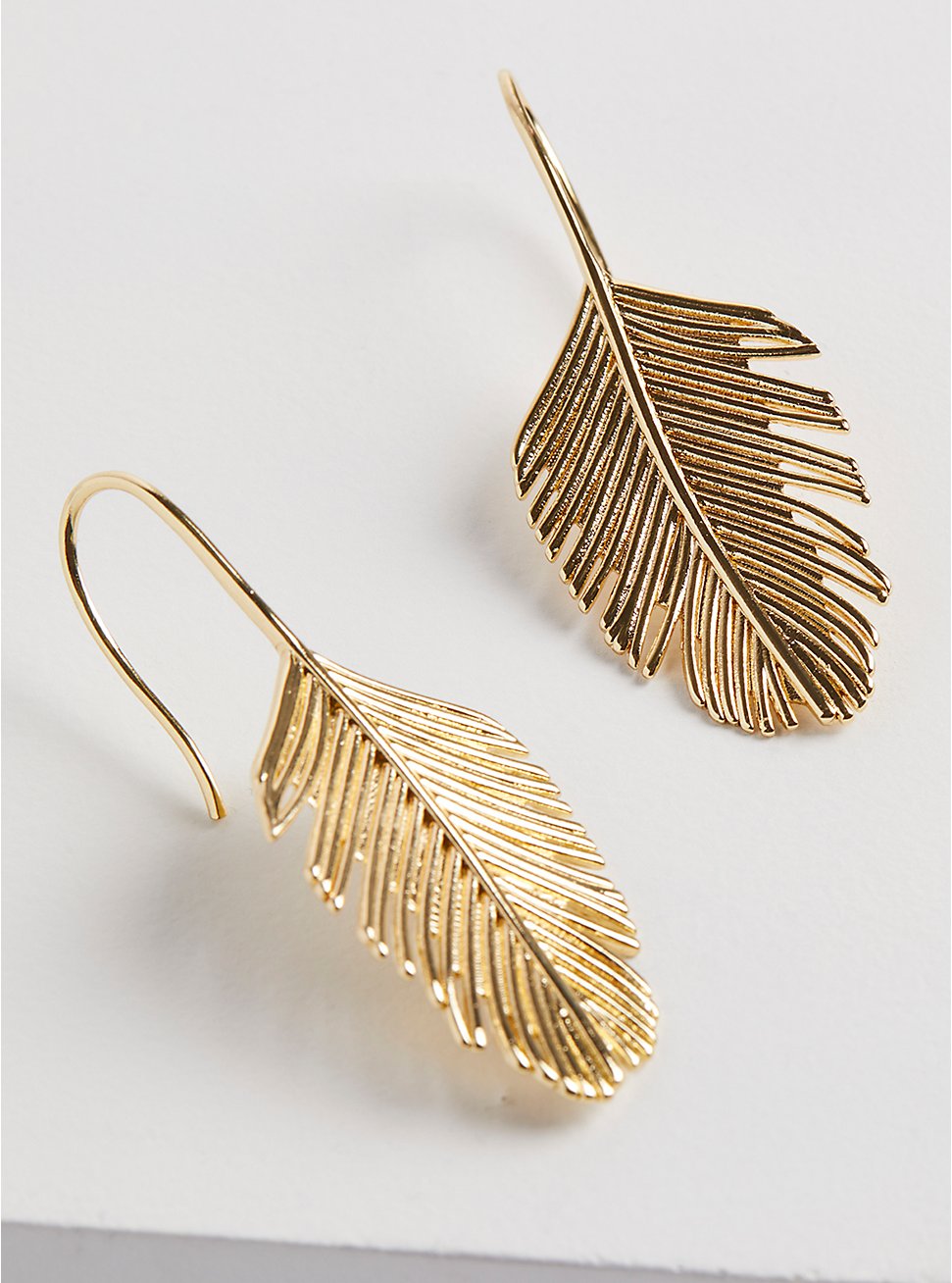 Plus Size Palm Leaf Hanging Statement Earring - Gold Tone , , hi-res