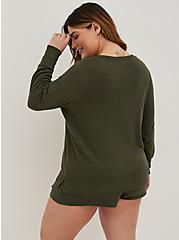 Light Weight Hacci Long Sleeve Lounge Tee, OLIVE, alternate