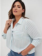 Lizzie Button-Up Shirt - Gauze White & Blue Stripe, STRIPE - BLUE, alternate