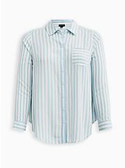 Lizzie Button-Up Shirt - Gauze White & Blue Stripe, STRIPE - BLUE, hi-res