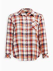 Lizzie Button-Up Shirt - Twill Multi Plaid, PLAID - BROWN, hi-res