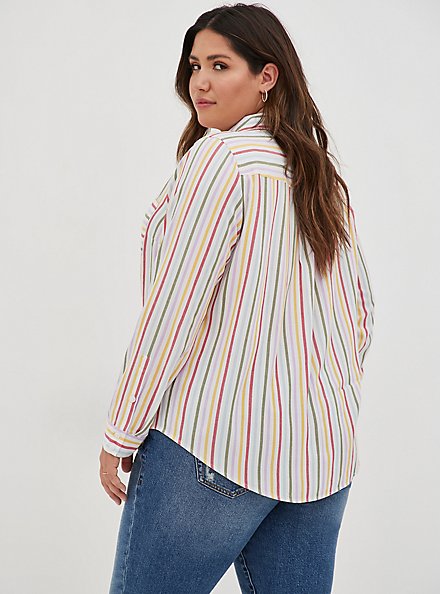 Lizzie Button-Up Shirt - Gauze Multi Stripe, STRIPE - MULTI, alternate