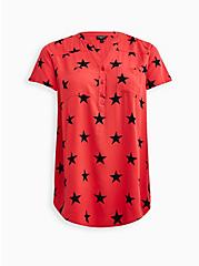 Plus Size Harper Pullover Tunic - Twill Stars Red, STARS-BLACK, hi-res