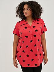 Plus Size Harper Pullover Tunic - Twill Stars Red, STARS-BLACK, hi-res