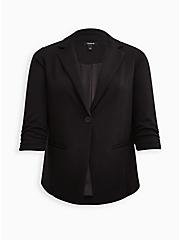 Plus Size Single Button Blazer - Cupro Black, DEEP BLACK, hi-res
