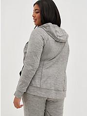 Plus Size Happy Camper Zip Front Hoodie - Super Soft Performance Jersey Grey, GREY, alternate