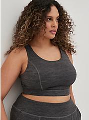 Happy Camper Low-Impact Wireless Strappy Back Active Sports Bra, GREY SPACE DYE, hi-res