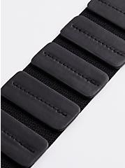 Stretch Waist Buckle Belt - Faux Leather Black , BLACK, alternate