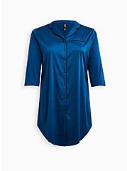 Button Up Sleep Gown - Dream Satin Navy, NAVY, hi-res