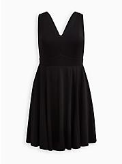 Contouring Fit & Flare Dress - Ponte Black, BLACK, hi-res