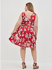 Plus Size Contouring Fit & Flare Dress - Ponte Floral Red, FLORAL - RED, alternate