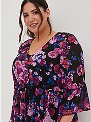 Plus Size Button-Up Maxi Dress - Chiffon Floral Black, FLORAL - BLACK, alternate