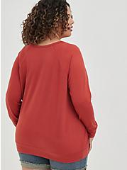 Plus Size Mesh Panel Sweatshirt - Lightweight French Terry Rust, RED, alternate