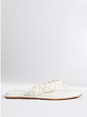 Plus Size Braided Flip Flop - Faux Leather White (WW), WHITE, alternate