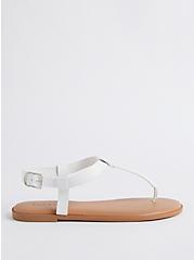 T-Strap Sandal - Faux Leather White (WW), WHITE, alternate