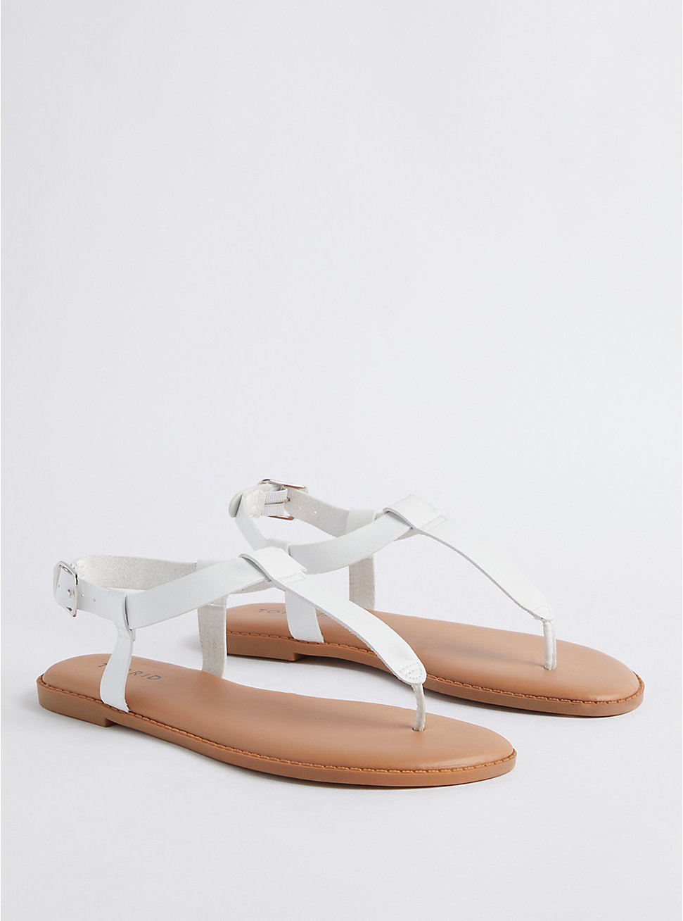 T-Strap Sandal - Faux Leather White (WW), WHITE, hi-res