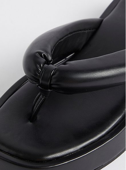 Padded Platform Sandal - Faux Leather Black (WW), BLACK, alternate