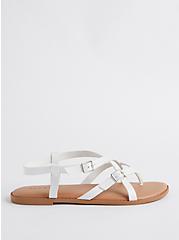 Plus Size Gladiator Sandal - Faux Leather White (WW), WHITE, alternate