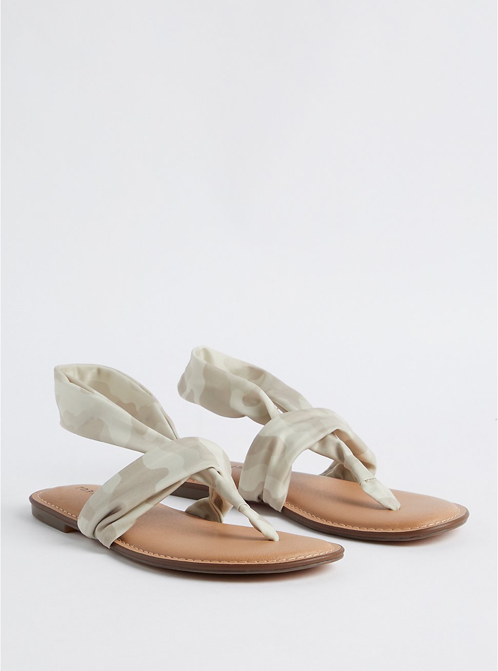 T-Strap Sandal - Stretch Fabric Camo Tan (WW), TAN/BEIGE, hi-res