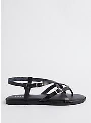 Plus Size Toe Post Gladiator Sandal (WW), BLACK, alternate