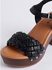 Plus Size Strappy Heel - Faux Leather Black (WW), BLACK, alternate