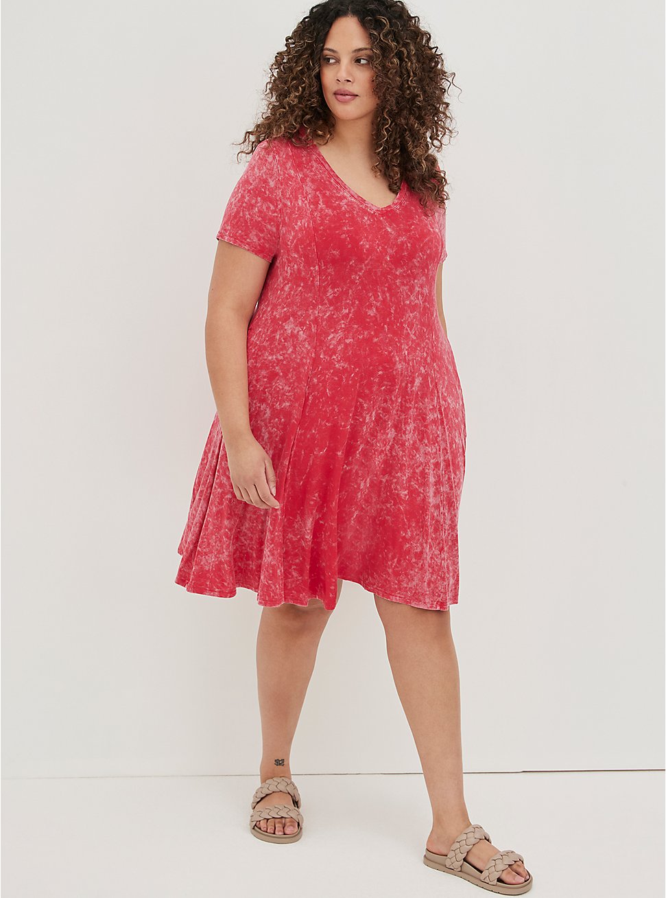 Plus Size - Trapeze Mini Dress - Super Soft Red Wash - Torrid