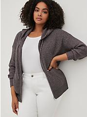 Plus Size Chunky Zip Sweater Hoodie - Grey, GRAY HTR, hi-res