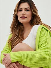 Plus Size Chunky Zip Sweater Hoodie - Lime, LIME, alternate