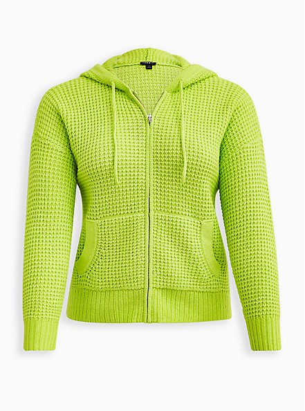 Chunky Zip Sweater Hoodie - Lime, LIME, hi-res
