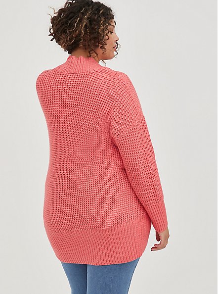 Chunky Cocoon Cardigan - Coral, CORAL, alternate