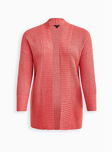 Chunky Cocoon Cardigan - Coral, CORAL, hi-res