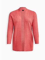 Plus Size Chunky Cocoon Cardigan - Coral, CORAL, hi-res