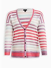 Button Front Cardigan - Multi Stripe, MULTI STRIPE, hi-res