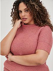 Plus Size Chunky Drop Shoulder Pullover - Rose, DUSTY ROSE, alternate