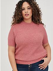 Plus Size Chunky Drop Shoulder Pullover - Rose, DUSTY ROSE, hi-res