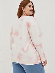 Drop Shoulder Sweatshirt - Super Soft Fleece Peace Tie Dye Pink Leopard, TIE DYE-PINK, alternate