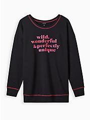 Plus Size Drop Shoulder Sweatshirt - Super Soft Fleece Perfect Black, DEEP BLACK, hi-res