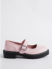 Mary Jane Flat - Faux Leather Pink (WW), PINK, alternate
