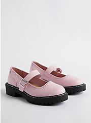Mary Jane Flat - Faux Leather Pink (WW), PINK, hi-res